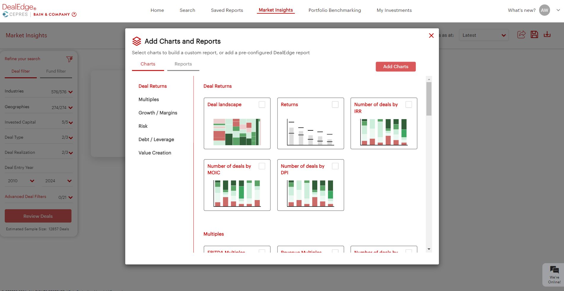 dealEdge screen shot - reports chart selection.JPG